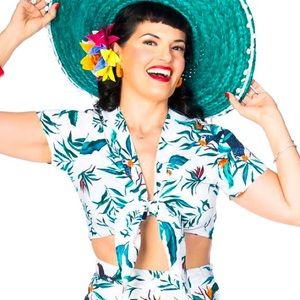 Bernie Dexter Tie Top Parrot Print size XL